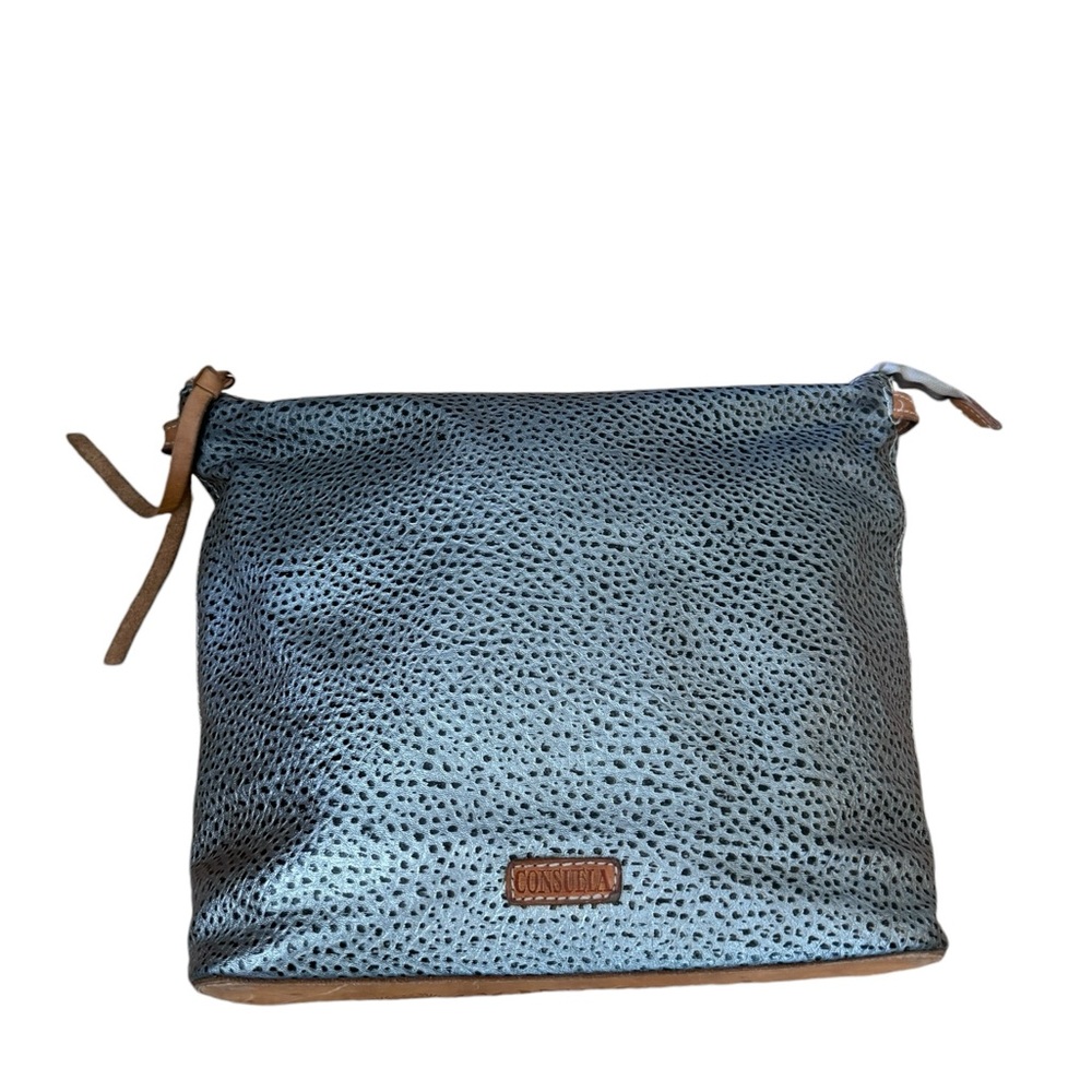 Consuela Metallic silver Textured Leather Crossbody